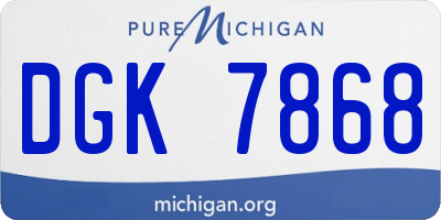 MI license plate DGK7868