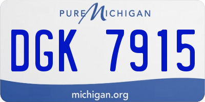 MI license plate DGK7915