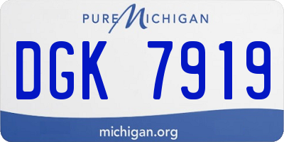 MI license plate DGK7919