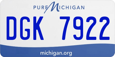 MI license plate DGK7922