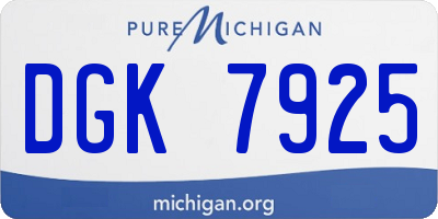 MI license plate DGK7925