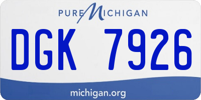 MI license plate DGK7926
