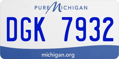 MI license plate DGK7932