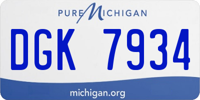 MI license plate DGK7934