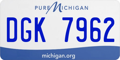 MI license plate DGK7962