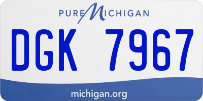 MI license plate DGK7967