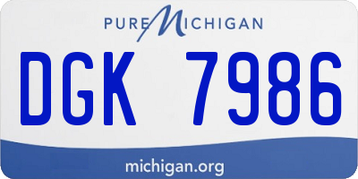 MI license plate DGK7986