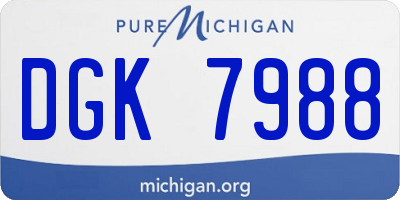 MI license plate DGK7988