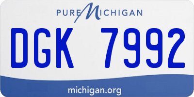 MI license plate DGK7992