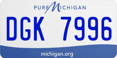 MI license plate DGK7996
