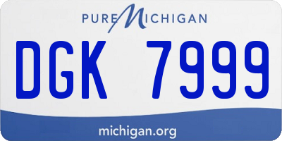 MI license plate DGK7999