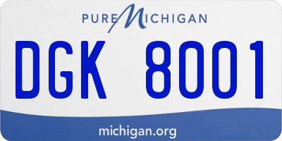 MI license plate DGK8001