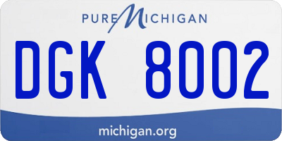 MI license plate DGK8002