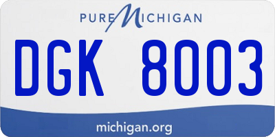 MI license plate DGK8003