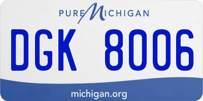 MI license plate DGK8006