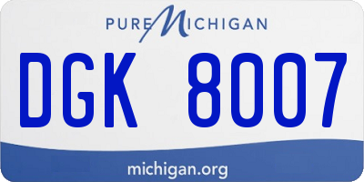 MI license plate DGK8007