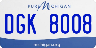 MI license plate DGK8008