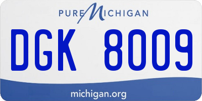 MI license plate DGK8009