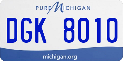 MI license plate DGK8010