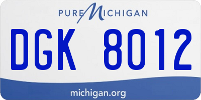 MI license plate DGK8012