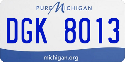 MI license plate DGK8013