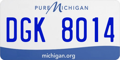 MI license plate DGK8014