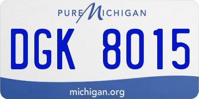 MI license plate DGK8015