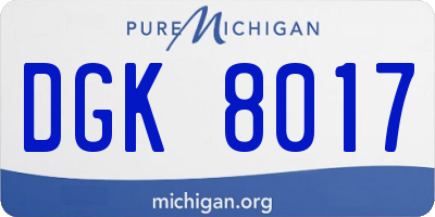 MI license plate DGK8017