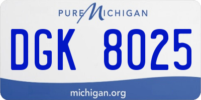 MI license plate DGK8025