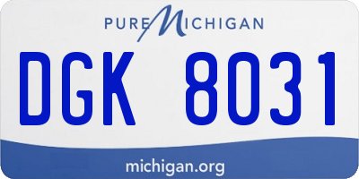 MI license plate DGK8031