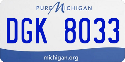 MI license plate DGK8033