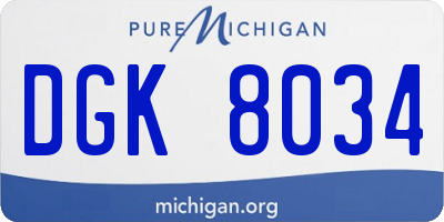 MI license plate DGK8034