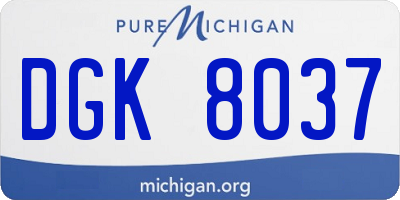 MI license plate DGK8037