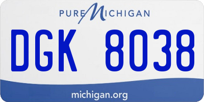 MI license plate DGK8038