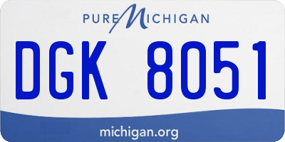 MI license plate DGK8051