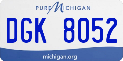 MI license plate DGK8052