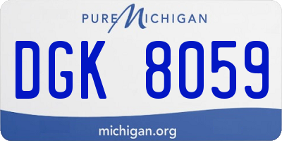 MI license plate DGK8059
