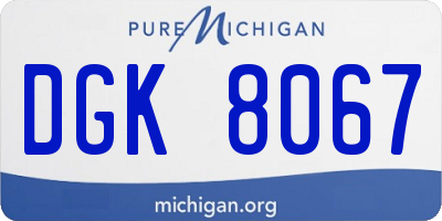 MI license plate DGK8067
