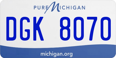 MI license plate DGK8070