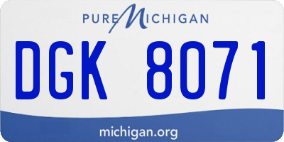 MI license plate DGK8071