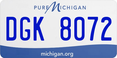 MI license plate DGK8072