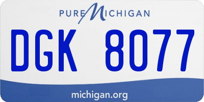 MI license plate DGK8077