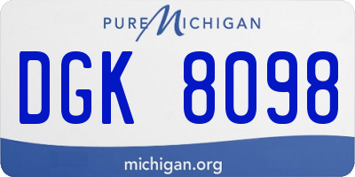 MI license plate DGK8098