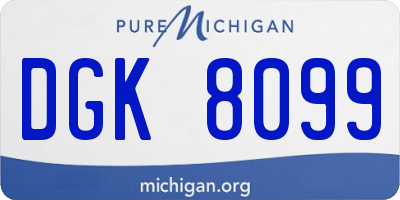 MI license plate DGK8099