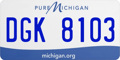 MI license plate DGK8103