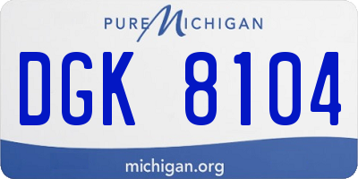 MI license plate DGK8104