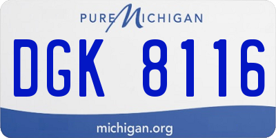 MI license plate DGK8116