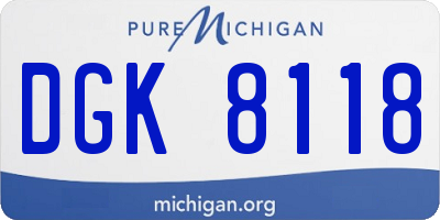 MI license plate DGK8118