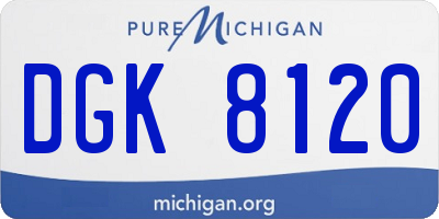 MI license plate DGK8120