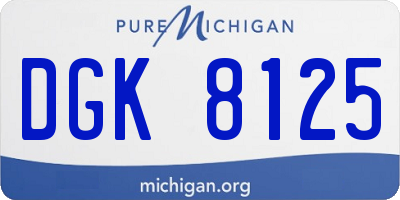 MI license plate DGK8125
